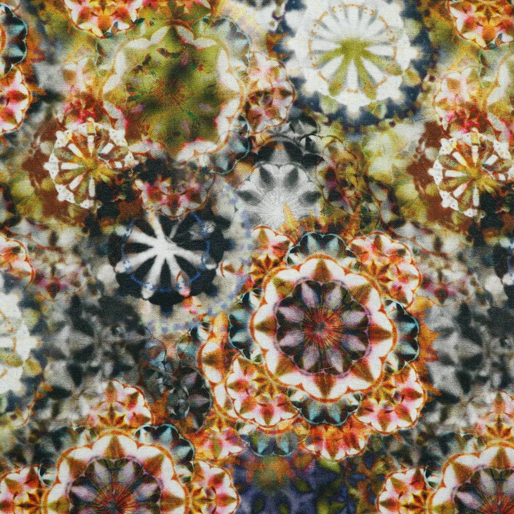 Multicoloured Digital Symmetrical Patterns Viscose Challis Fabric - Pound Fabrics