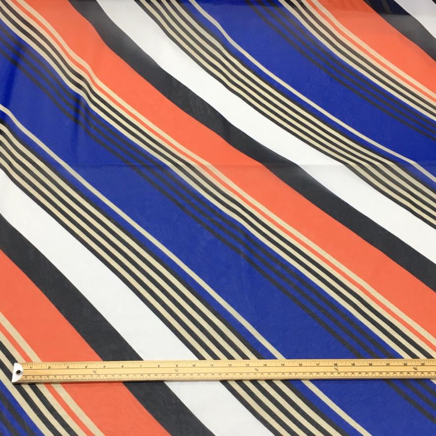 Blue/Orange Diagonal Chiffon Fabric (6539569987607)