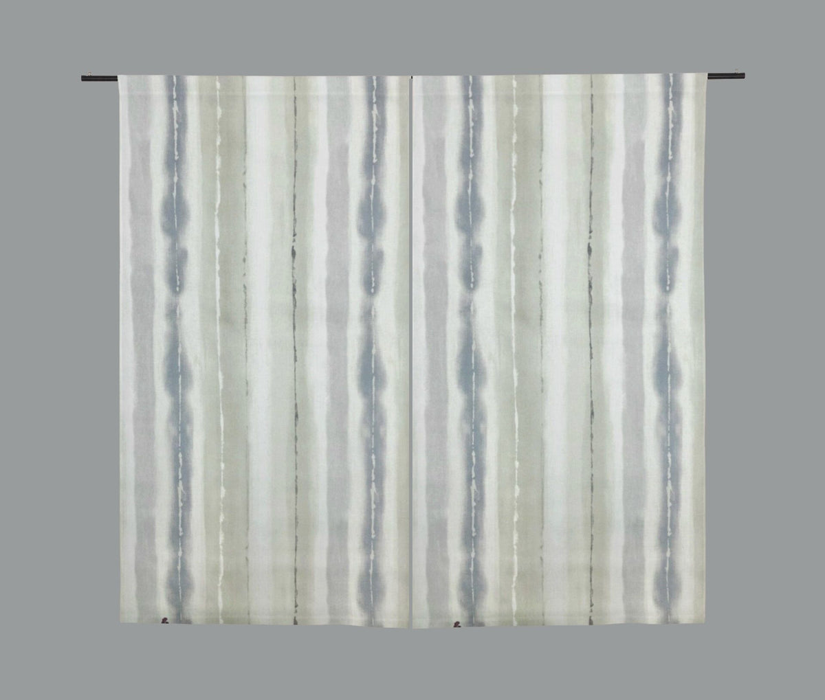 Beige and Greyish Blue Paint Lines Panama Fabric