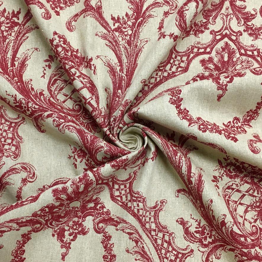 Red Vintage Look 100% Linen Fabric - Pound Fabrics