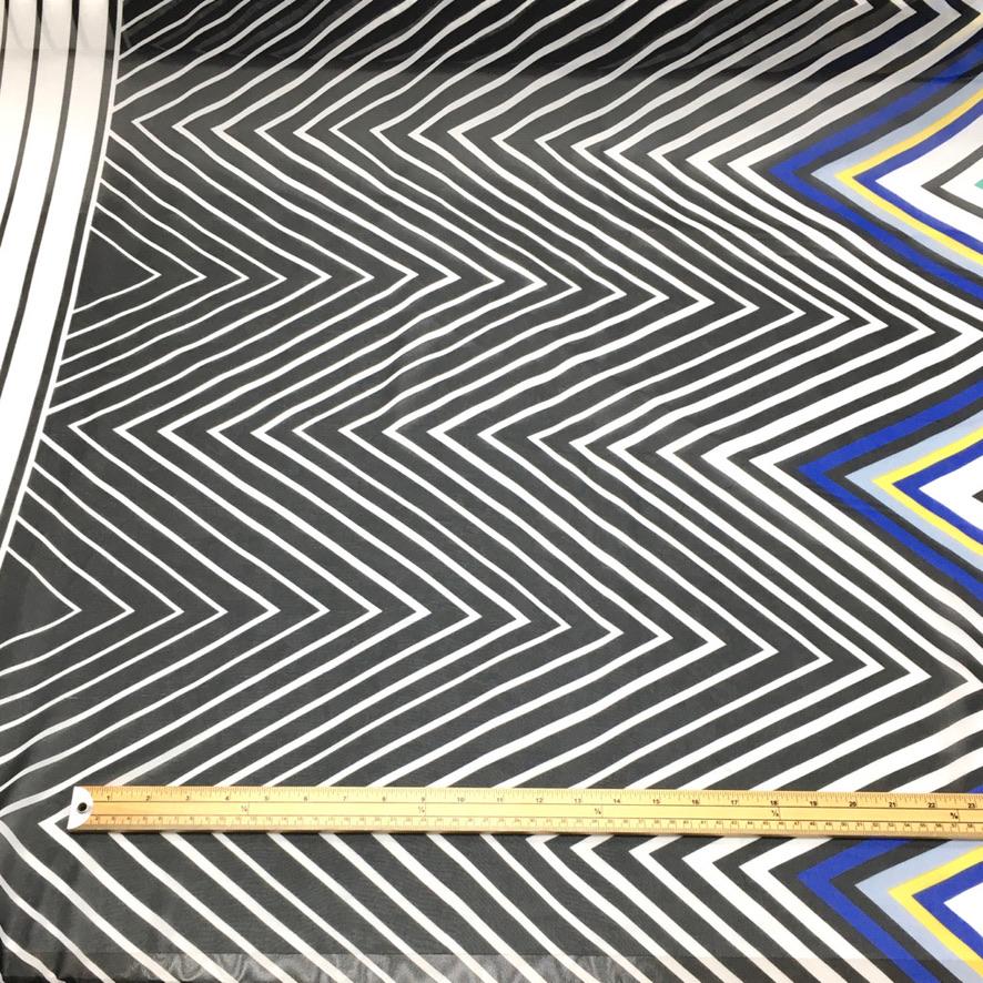 Multi Stripe Zig Zag Double Border Chiffon Fabric (6539570610199)