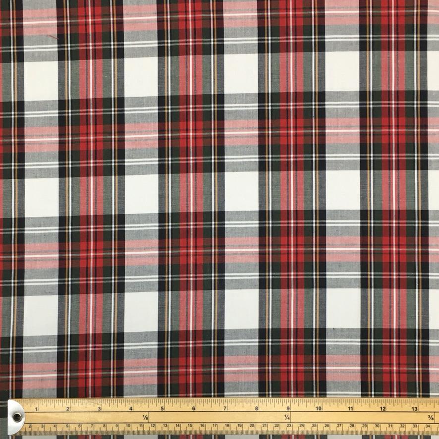 Red and White Tartan Cotton Fabric (6537060581399)
