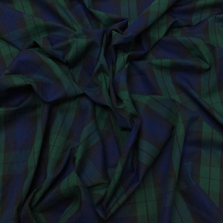 Blue and Green Tartan Cotton Fabric (6537057763351)