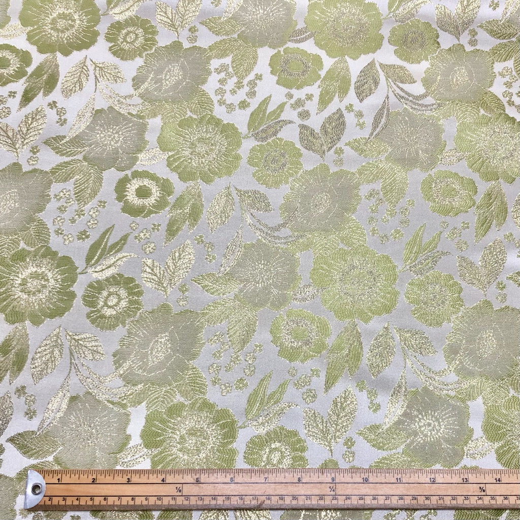 Olive Floral Brocade Fabric - Pound Fabrics