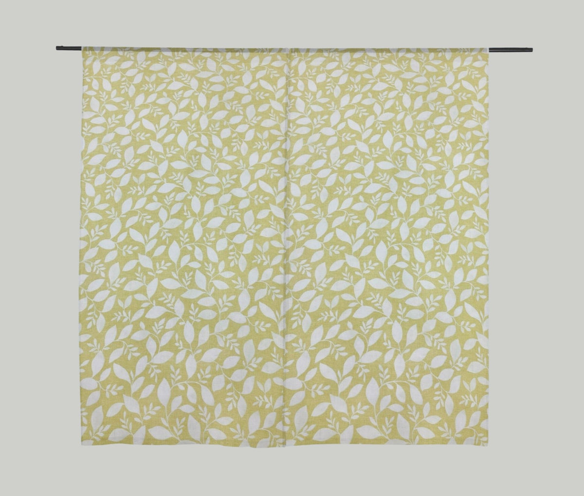 All Over White Vines on Yellow/Beige Panama Fabric
