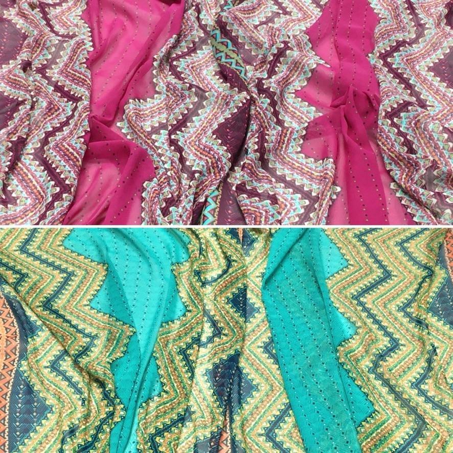 Triangular Aztec Chiffon Fabric - Pound Fabrics