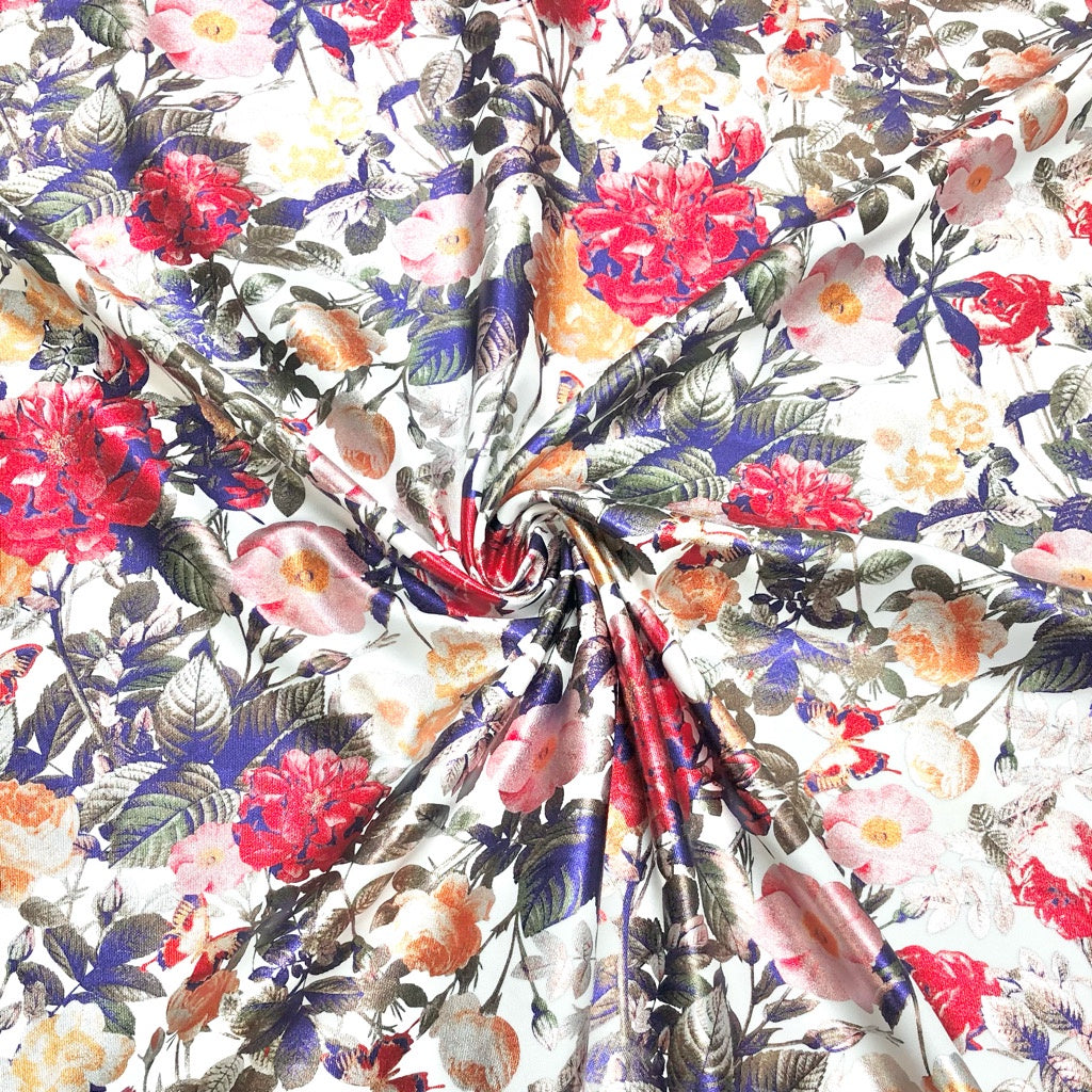 Foil Flowers and Butterflies Scuba Fabric - Pound Fabrics