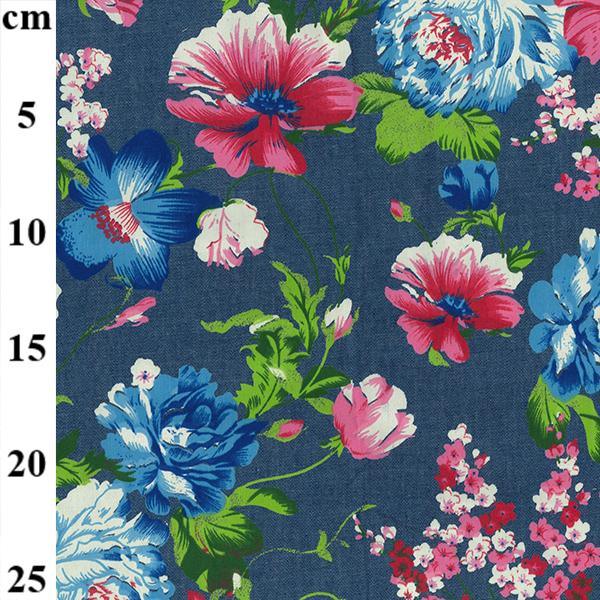 Colourful Floral Chambray Denim Fabric - Pound Fabrics