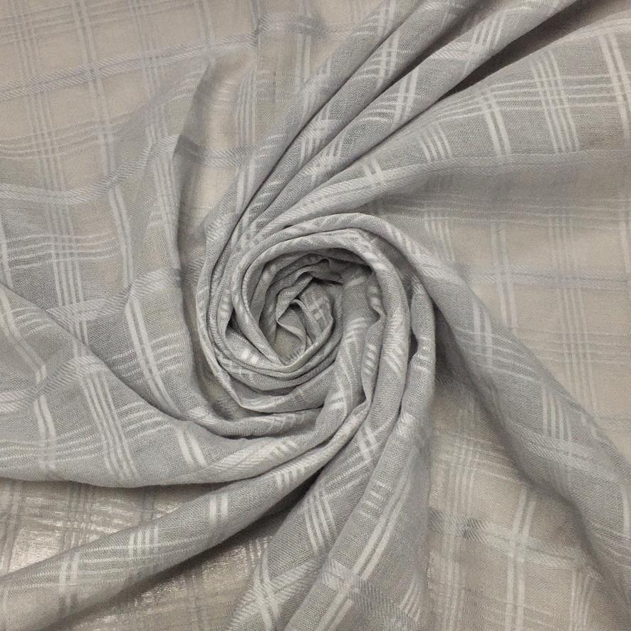 Grey Checkered Muslin Fabric (6537408544791)