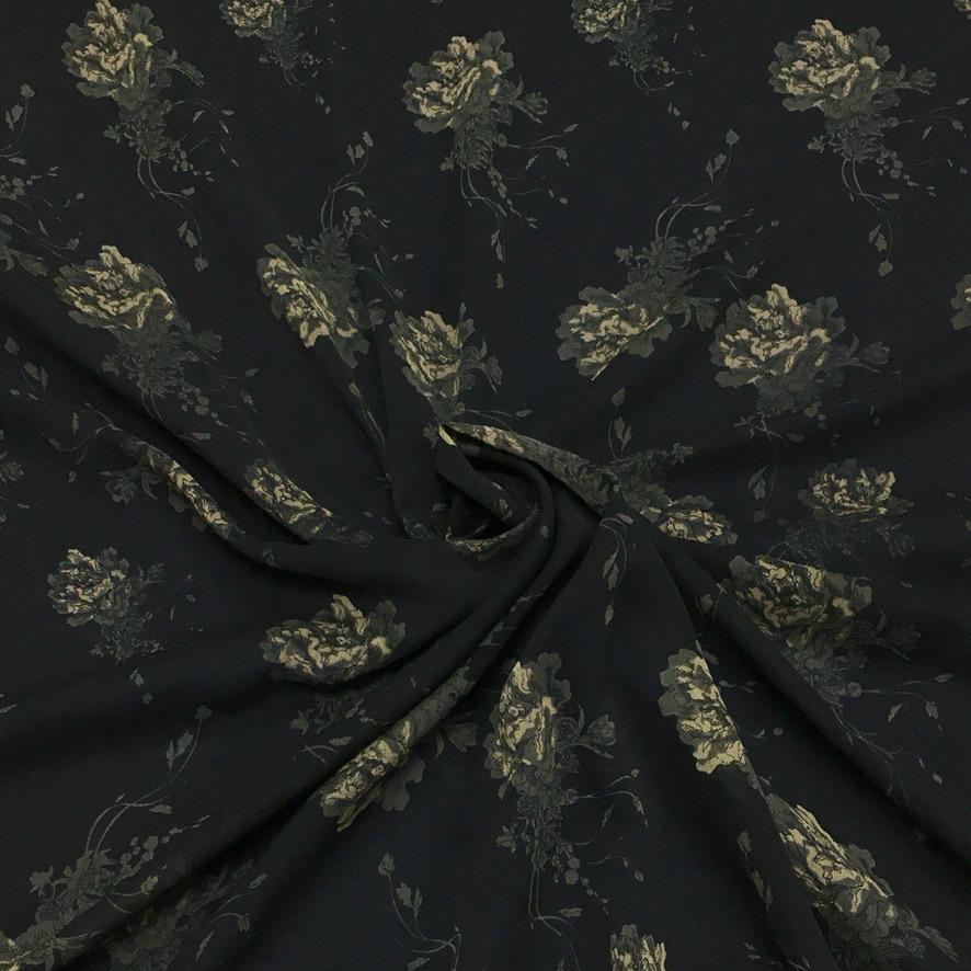 Scattered Flower Crinkle Chiffon Fabric (6539569233943)