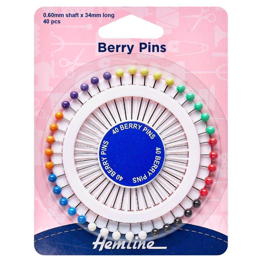 Hemline Berry Pins: Nickel - 34mm 40pcs Hemline Berry Pins: Nickel - 34mm 40pcs