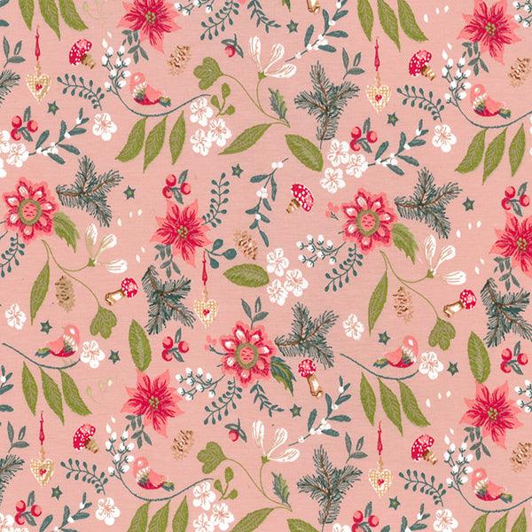 Digital Floral on Pink French Terry Fabric - Pound Fabrics