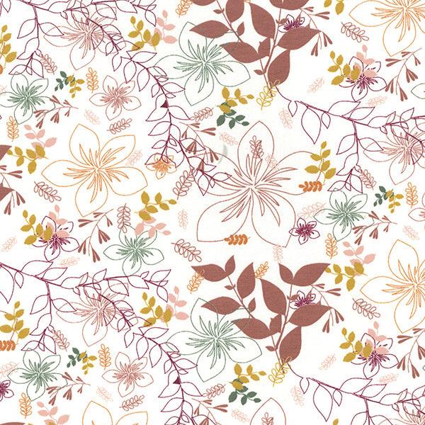 Ivory Floral Organic French Terry Fabric - Pound Fabrics