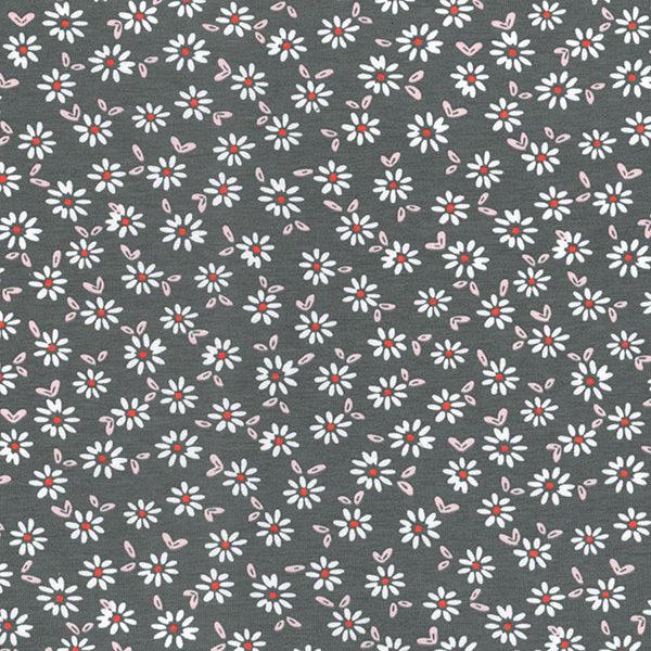 Floral on Grey Cotton Jersey Fabric - Pound Fabrics