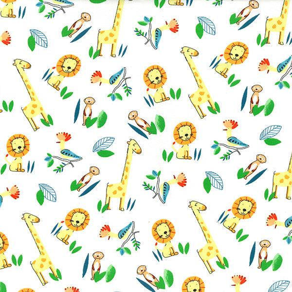 Giraffes and Lions Cotton Jersey Fabric - Pound Fabrics