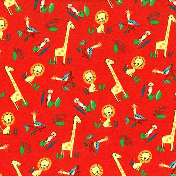 Giraffes and Lions Cotton Jersey Fabric - Pound Fabrics