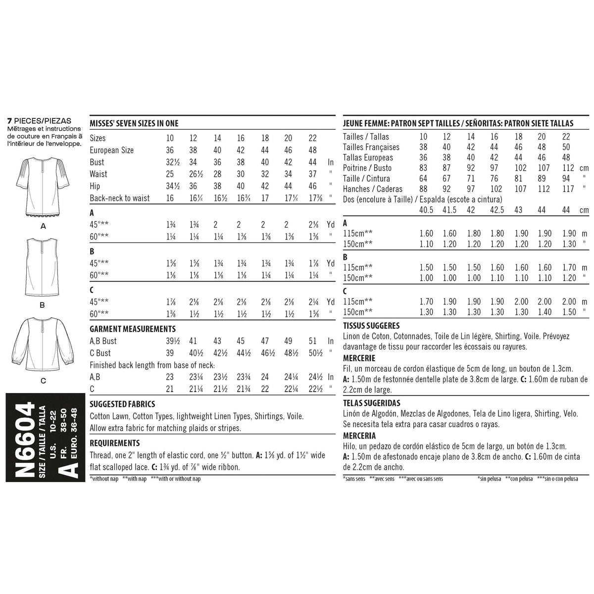 New Look Sewing Pattern 6604 - Pound Fabrics