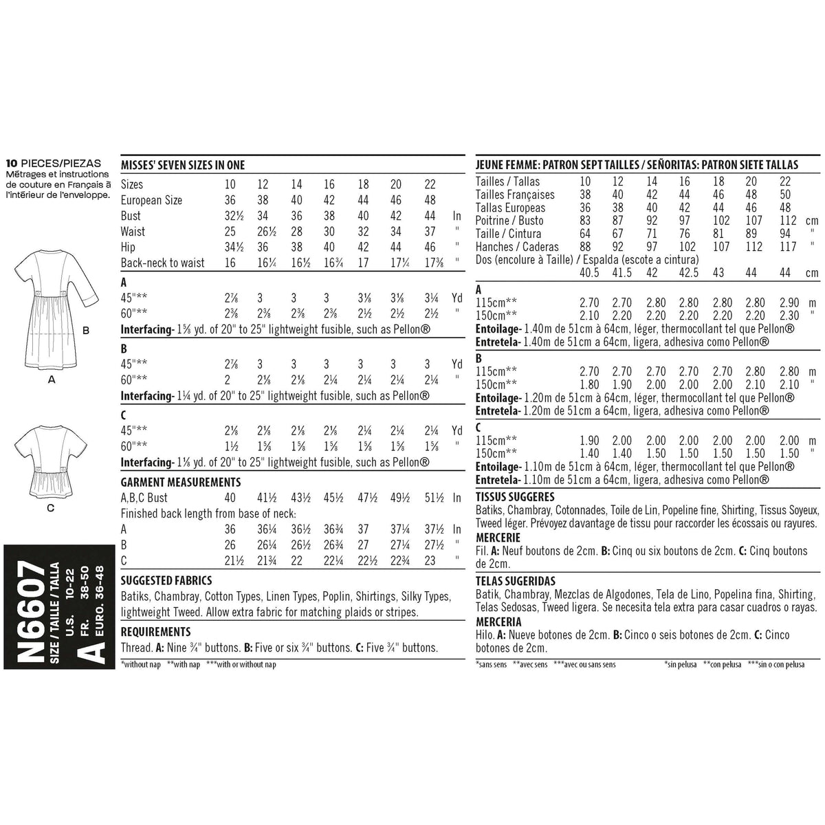 New Look Sewing Pattern 6607 - Pound Fabrics