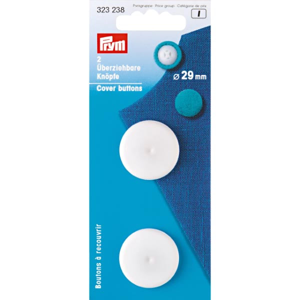 Prym Cover Buttons Plastic - White - Pound Fabrics