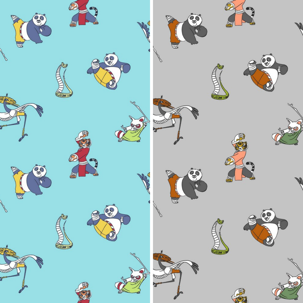 Kung Fu Panda Characters Cotton Poplin Fabric - Pound Fabrics