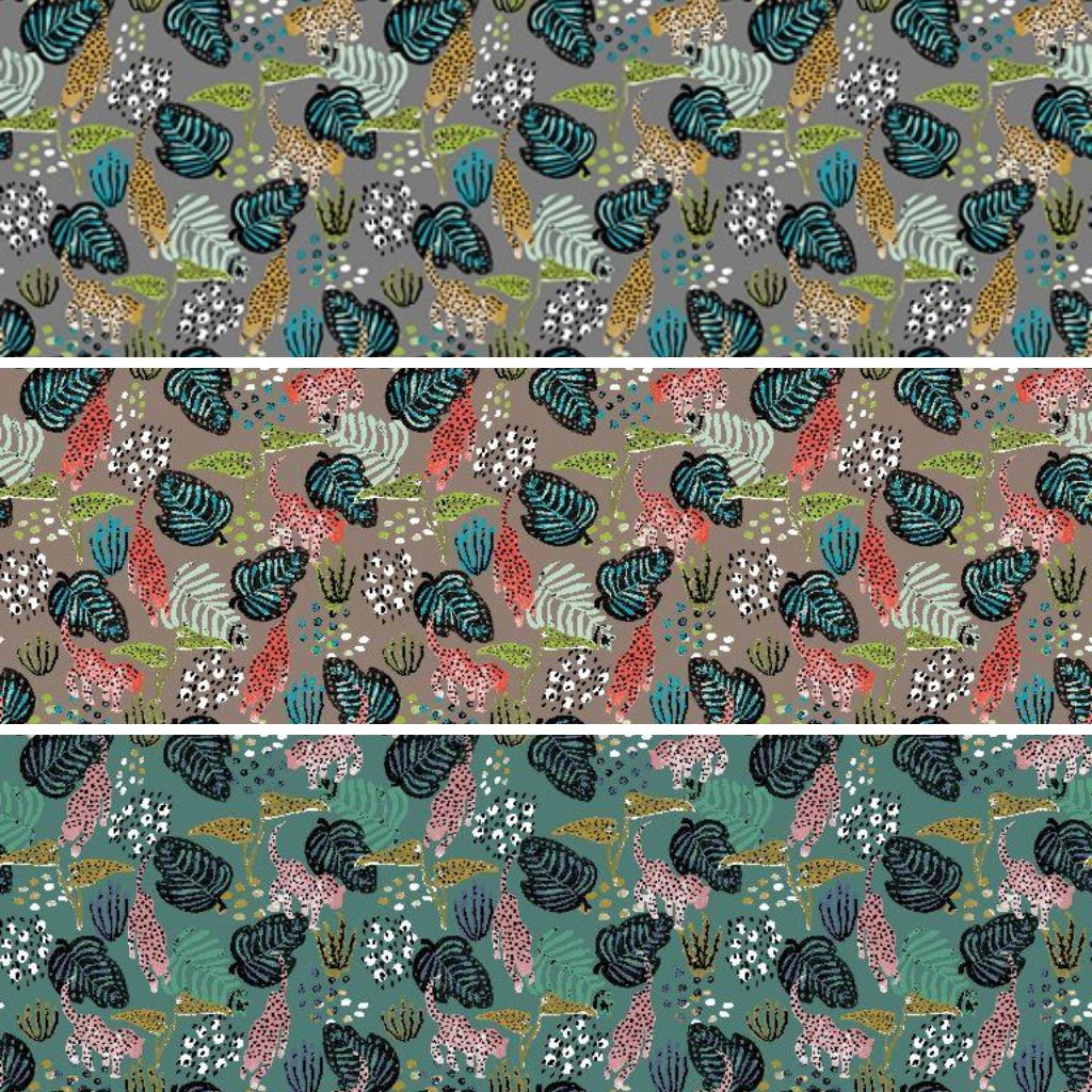 Jaguar and Leaves Cotton Jersey Fabric - Pound Fabrics