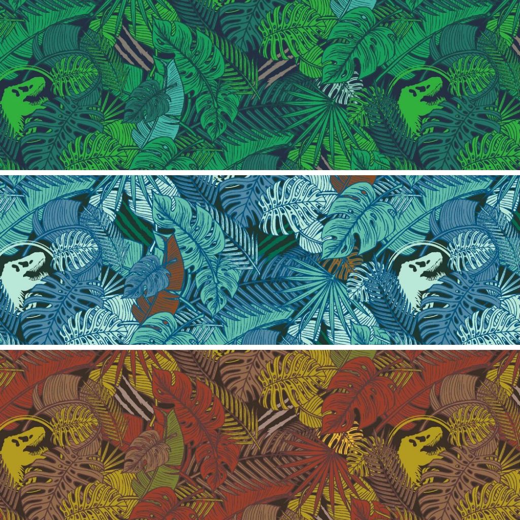 All over Tropical Leaves Cotton Jersey Fabric - Pound Fabrics
