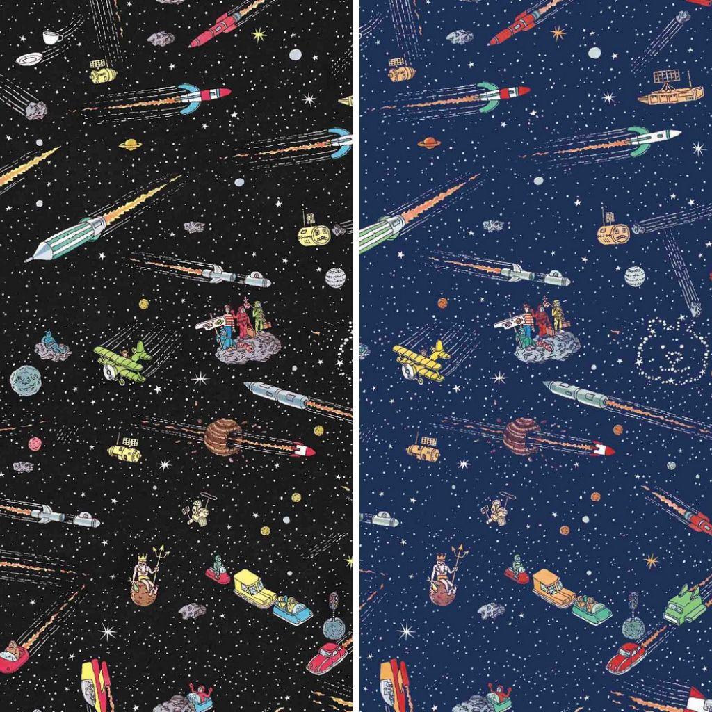 Where's Wally in Space Cotton Jersey Fabric - Pound Fabrics