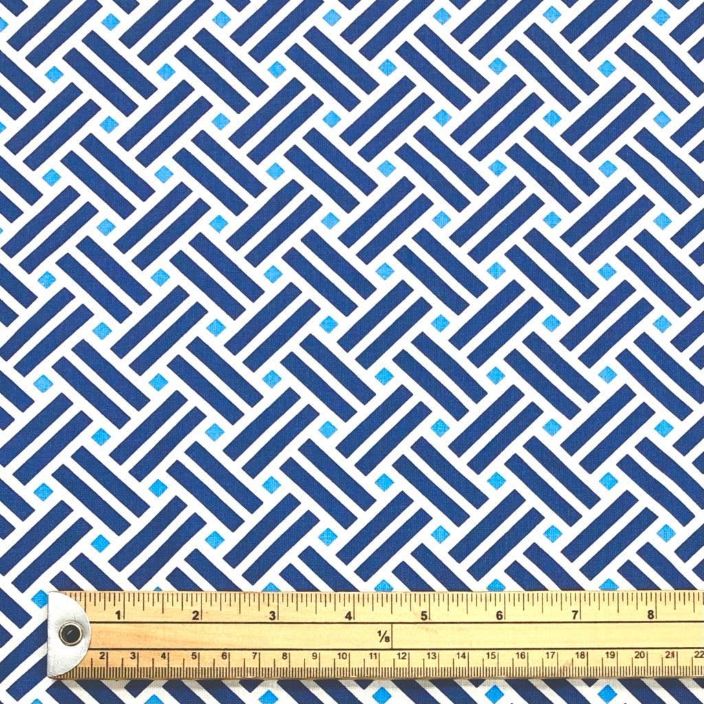 Navy Geometric Cotton Poplin Fabric - 58" wide - Pound Fabrics