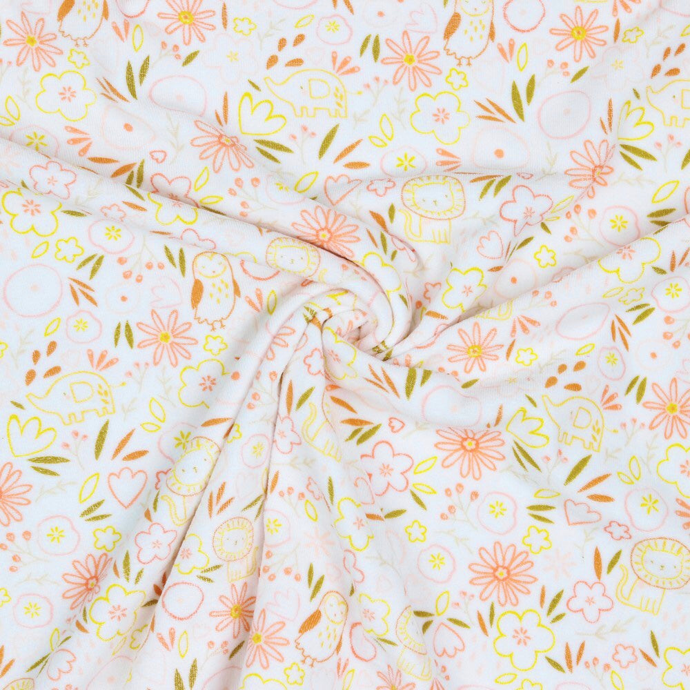 Flowers and Animals Nicky Velour Fabric - Pound Fabrics