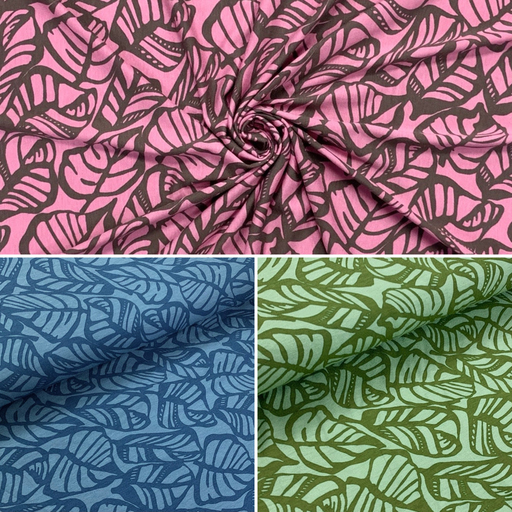 Leaf Outline Viscose Jersey Fabric - Pound Fabrics