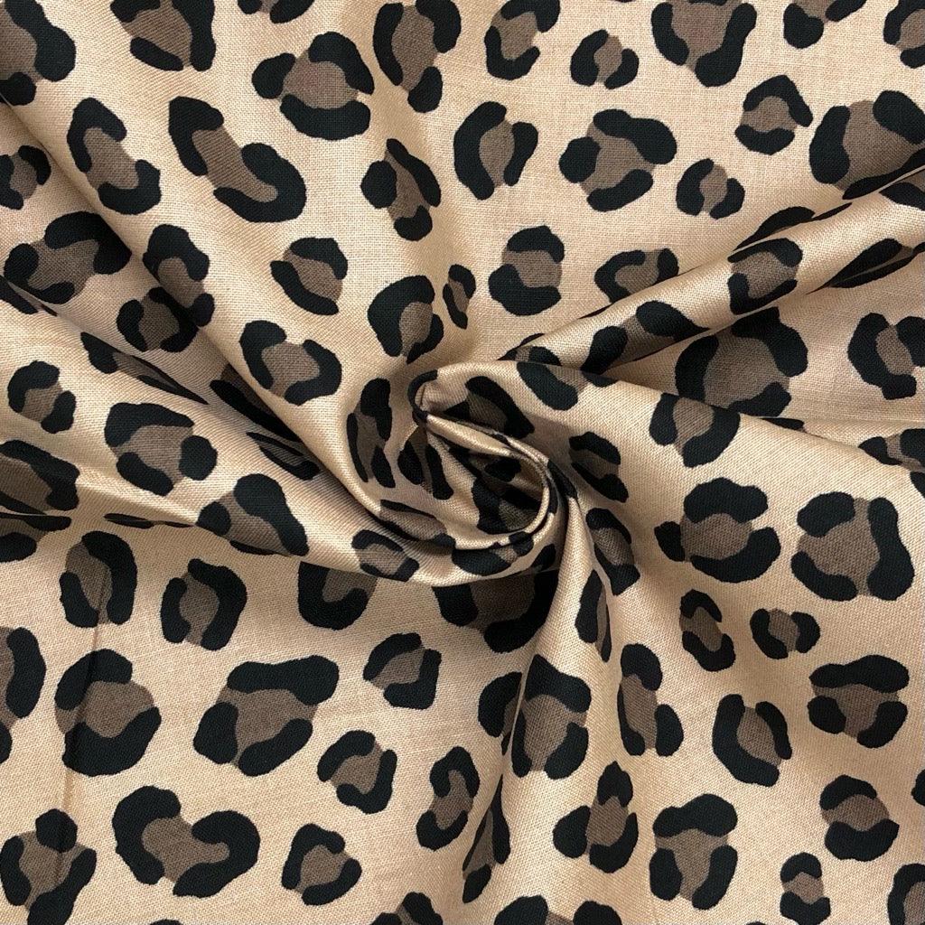 Brown and Black Leopard Cotton Poplin Fabric - 58" wide - Pound Fabrics