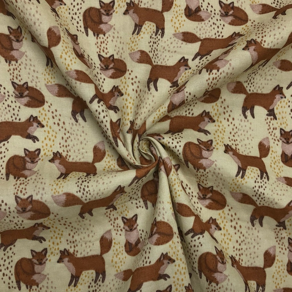 Foxes Flat Double Gauze Fabric