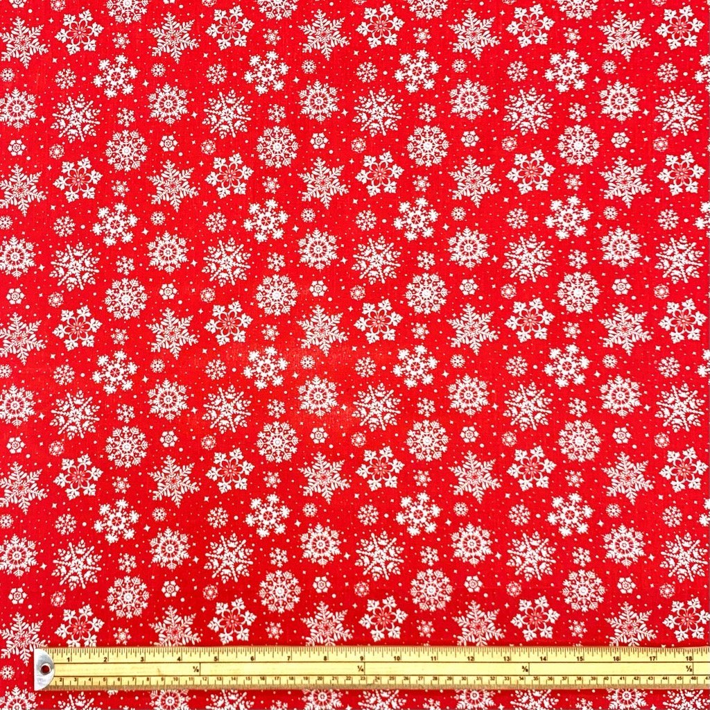 All Over Snowflakes Polycotton Fabric (6564175282199)