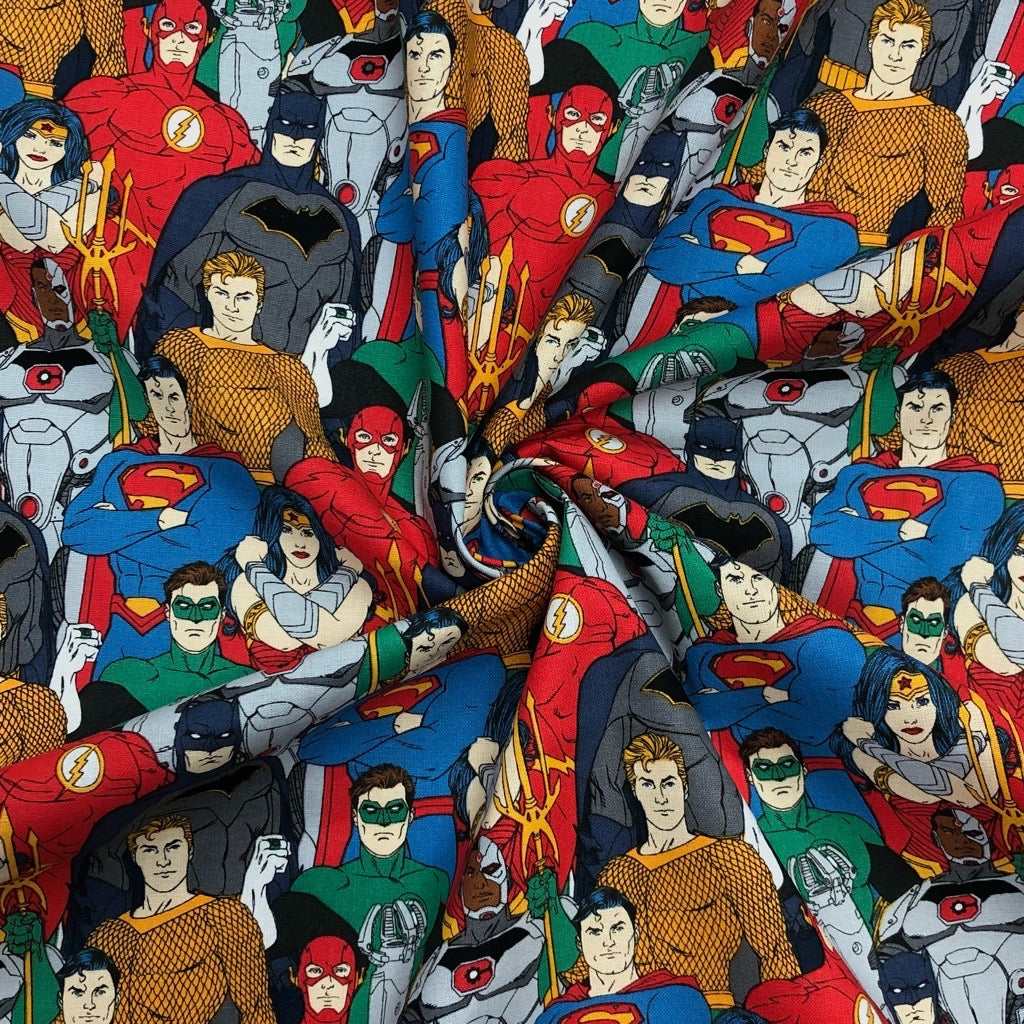 All Over Justice League Heroes Cotton Fabric