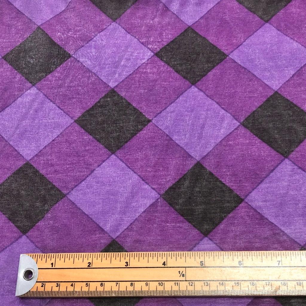 Black and Purple Diagonal Sheer Polyester Fabric - 3m Pre-cut - Pound Fabrics