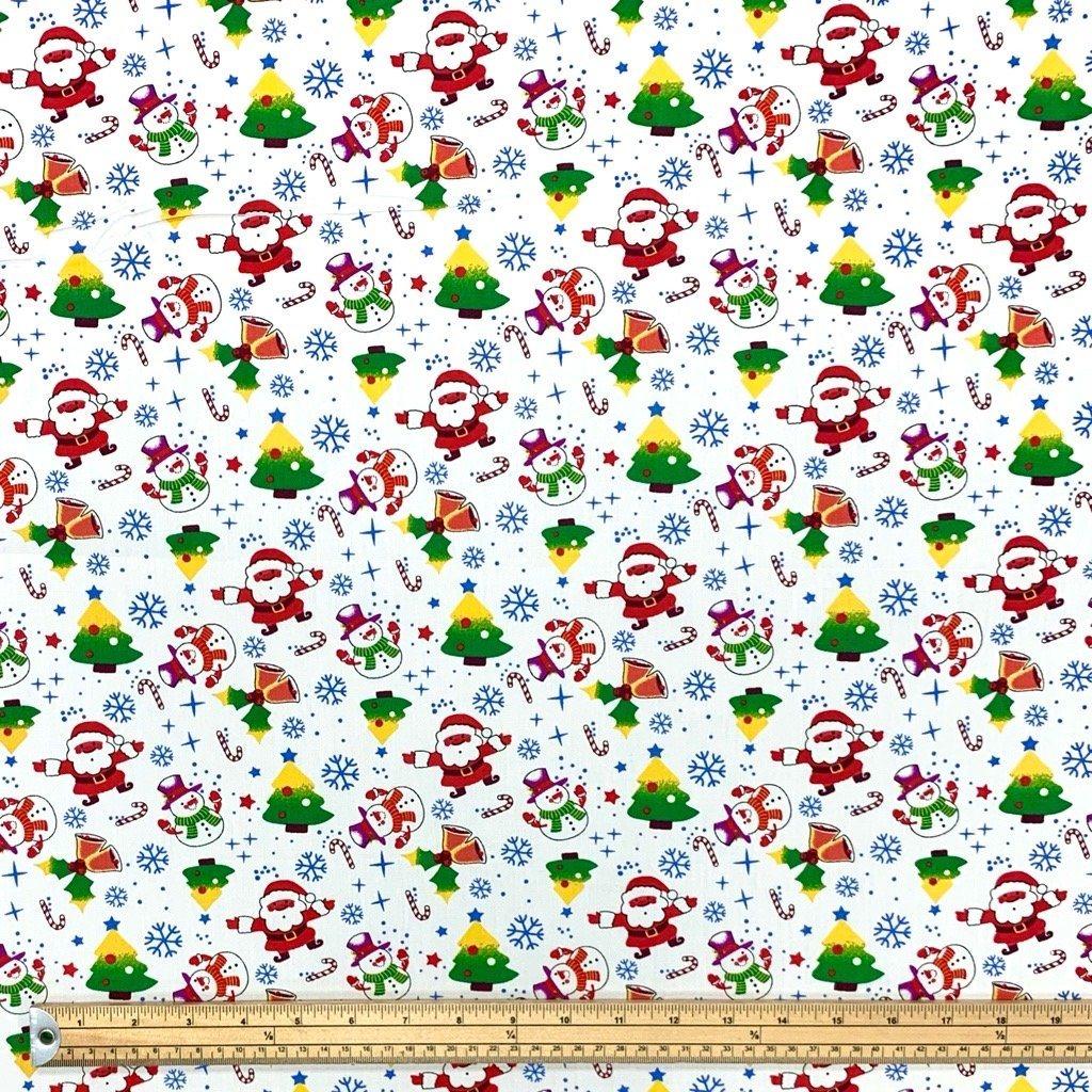 Mini Snowmen and Santa Cotton Fabric - Pound Fabrics