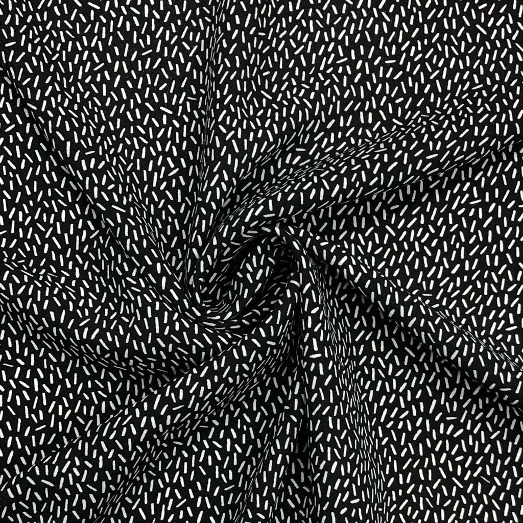 White Lines on Black Georgette Fabric - Pound Fabrics