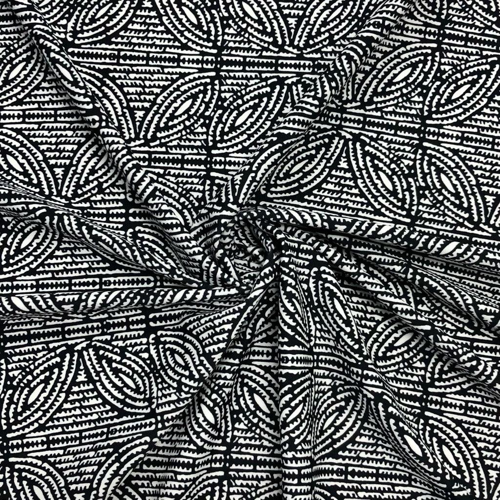 Black and Ivory Design Lycra Spandex Fabric - Pound Fabrics