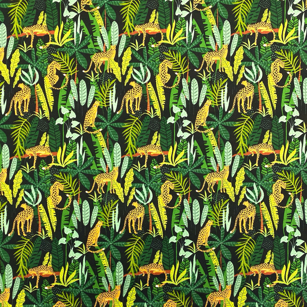 Jungle Leopards Rose &amp; Hubble Cotton Poplin Fabric - Pound Fabrics