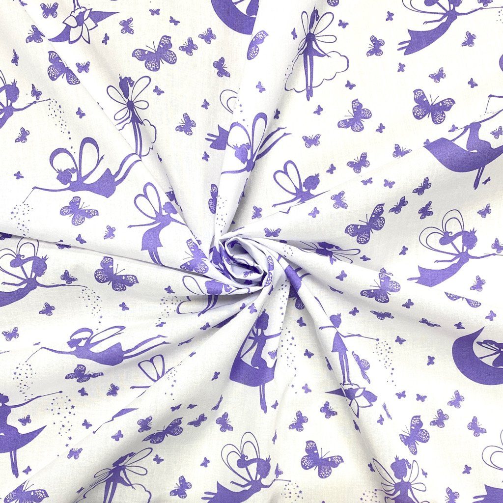 Butterflies and Fairies Polycotton Fabric (6552382668823)