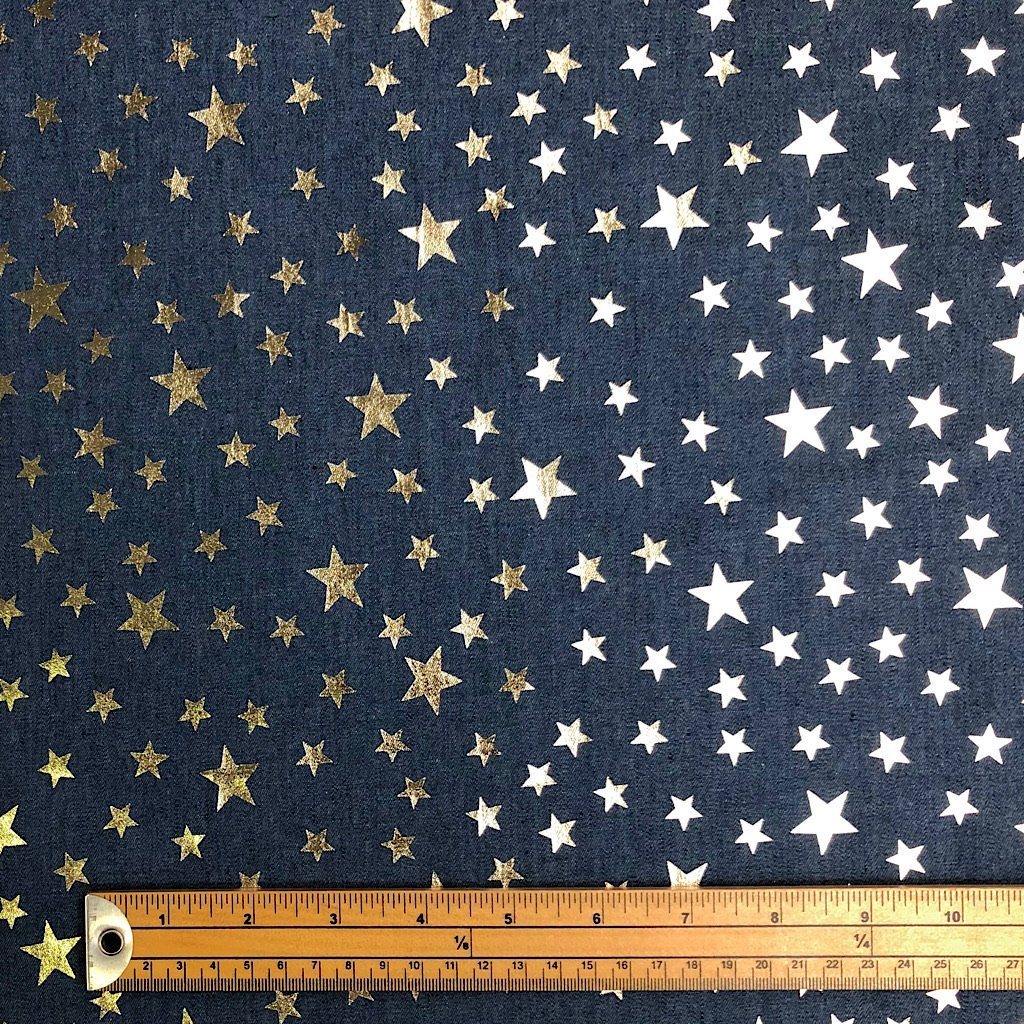 Gold Star Chambray Denim Fabric (6565556944919)