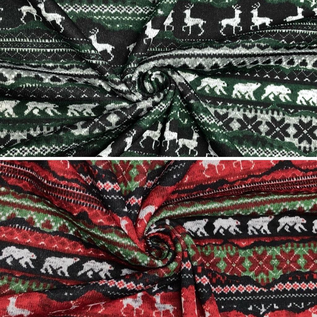 Reindeers and Polar Bears Christmas Knit Fabric - Pound Fabrics