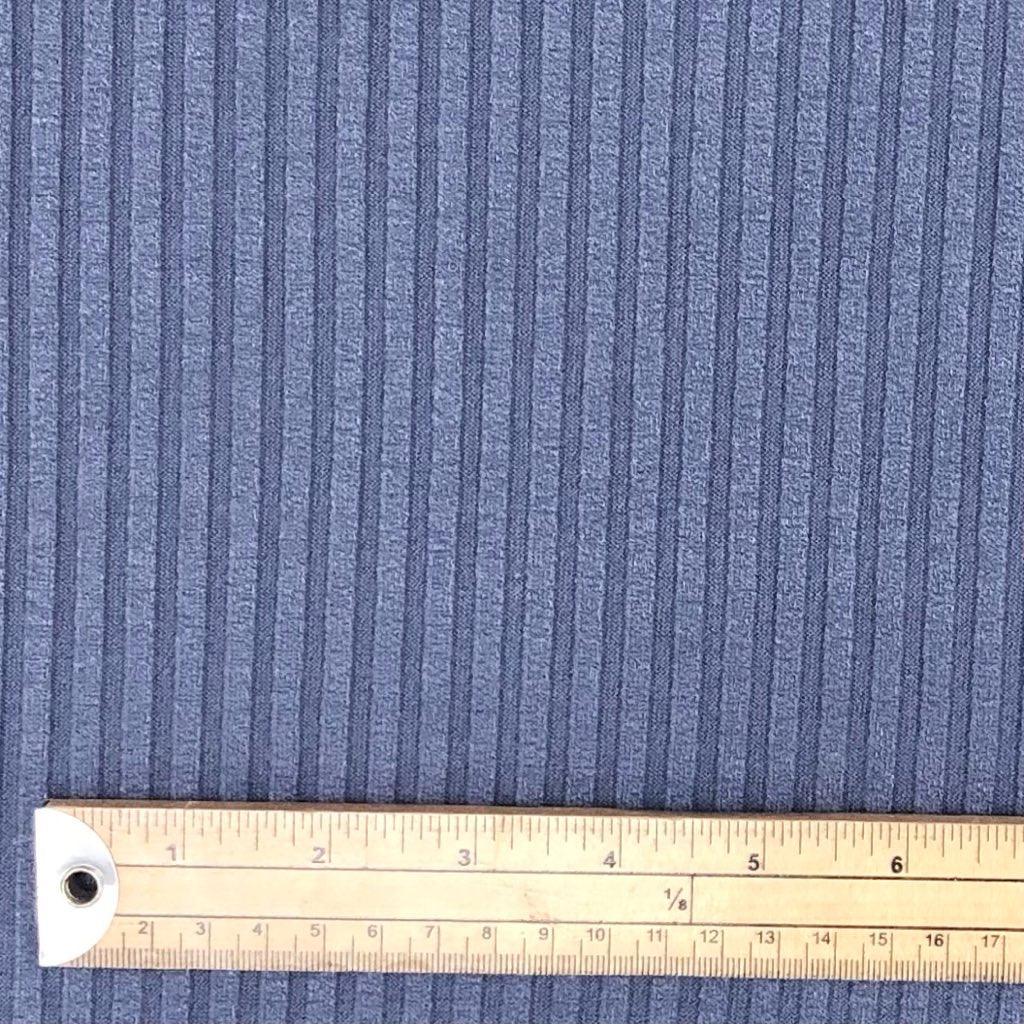 Blue Ribbed Jersey Knit Fabric - Pound Fabrics