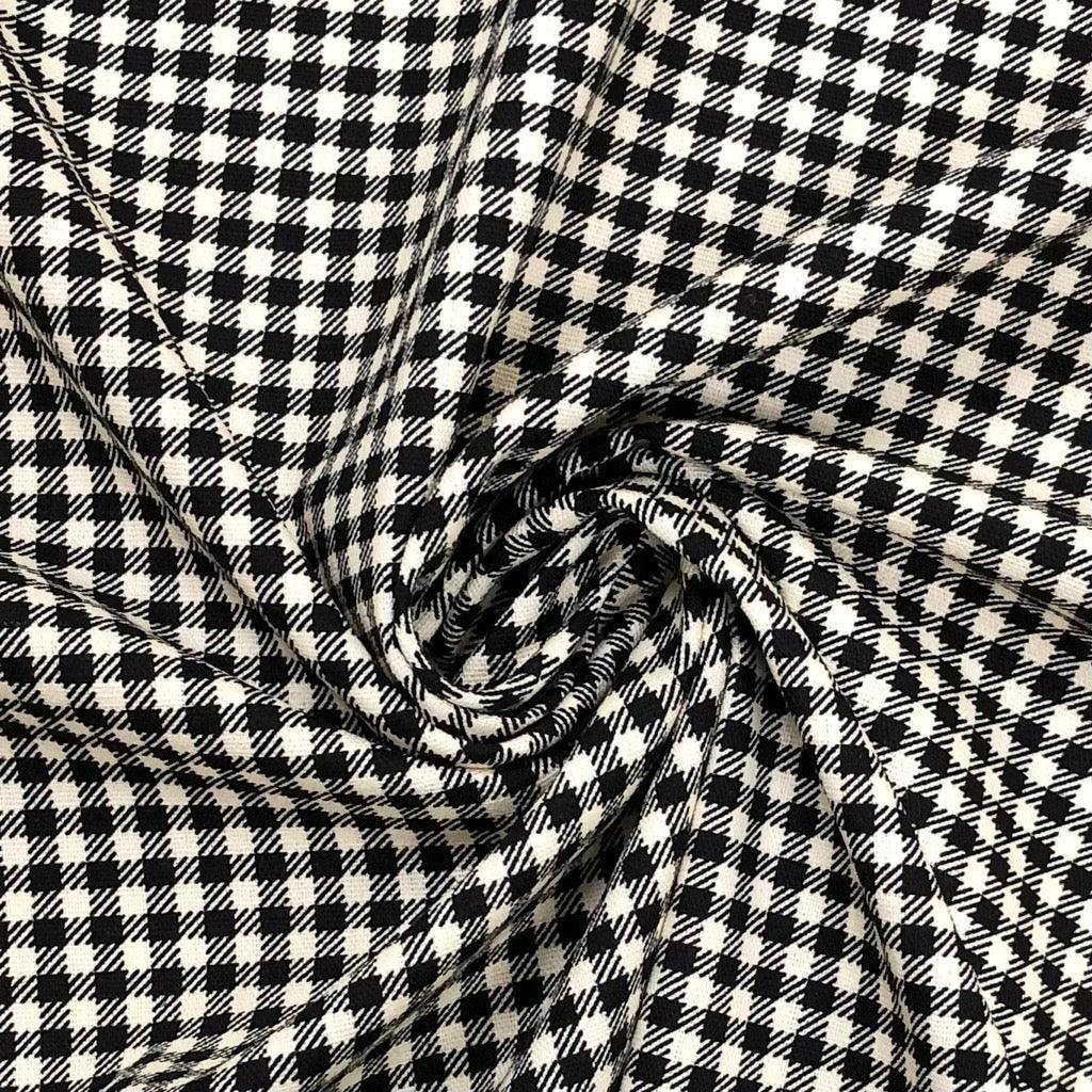 Black Checkered on Cream Cotton Canvas Fabric - Pound Fabrics