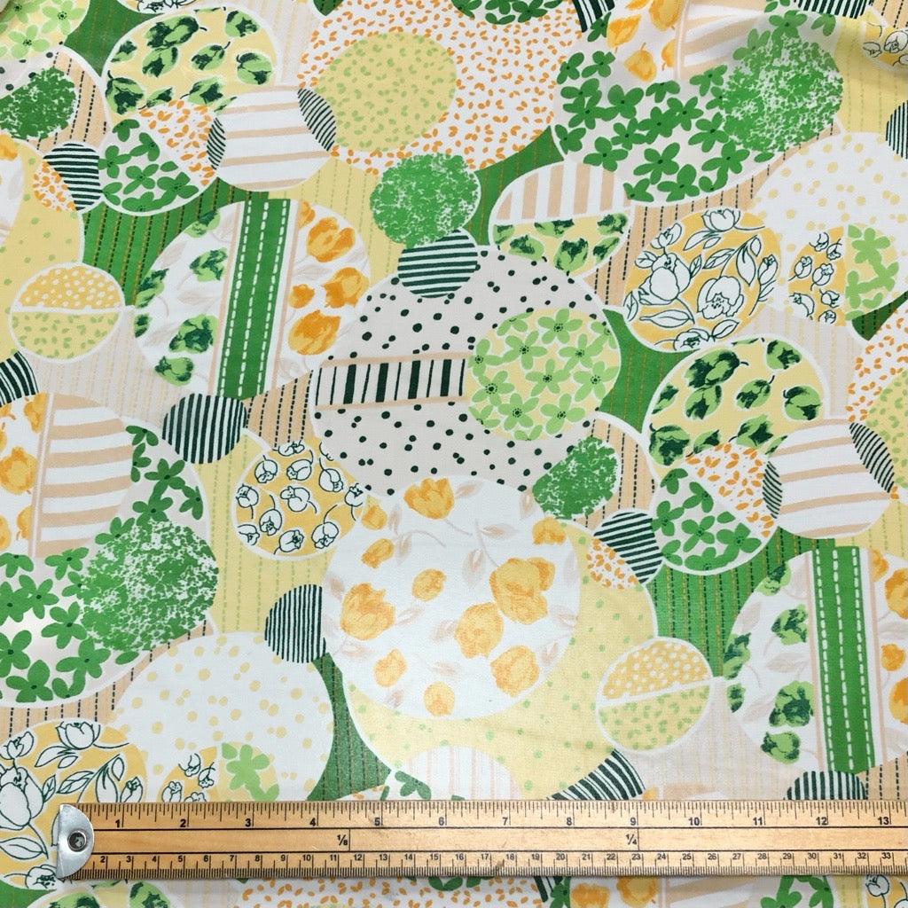 Flowers in Circles Chiffon Fabric - 3m Pre-cut - Pound Fabrics