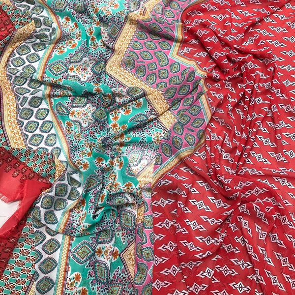 Mixed Pink Red Mint Patterned Chiffon Fabric – Pound Fabrics