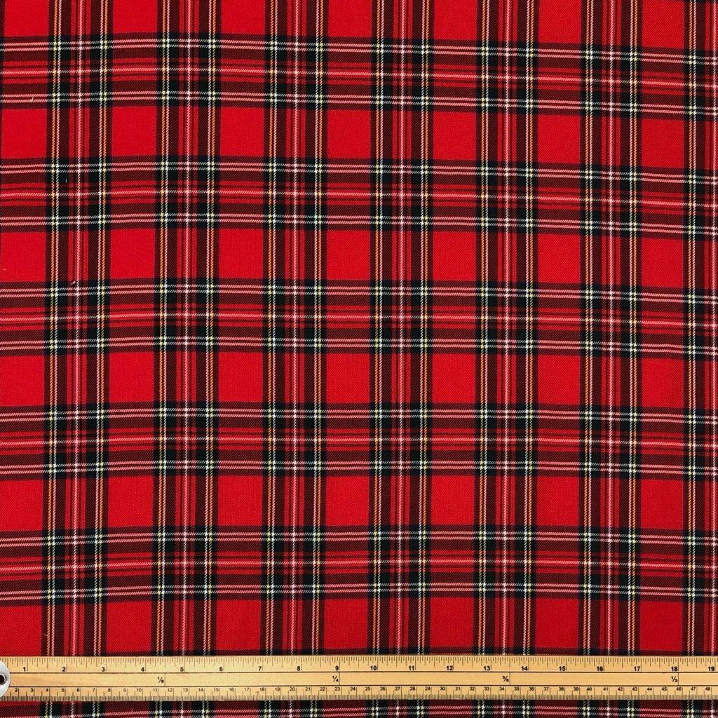 Red PolyViscose Tartan Fabric - Pound Fabrics