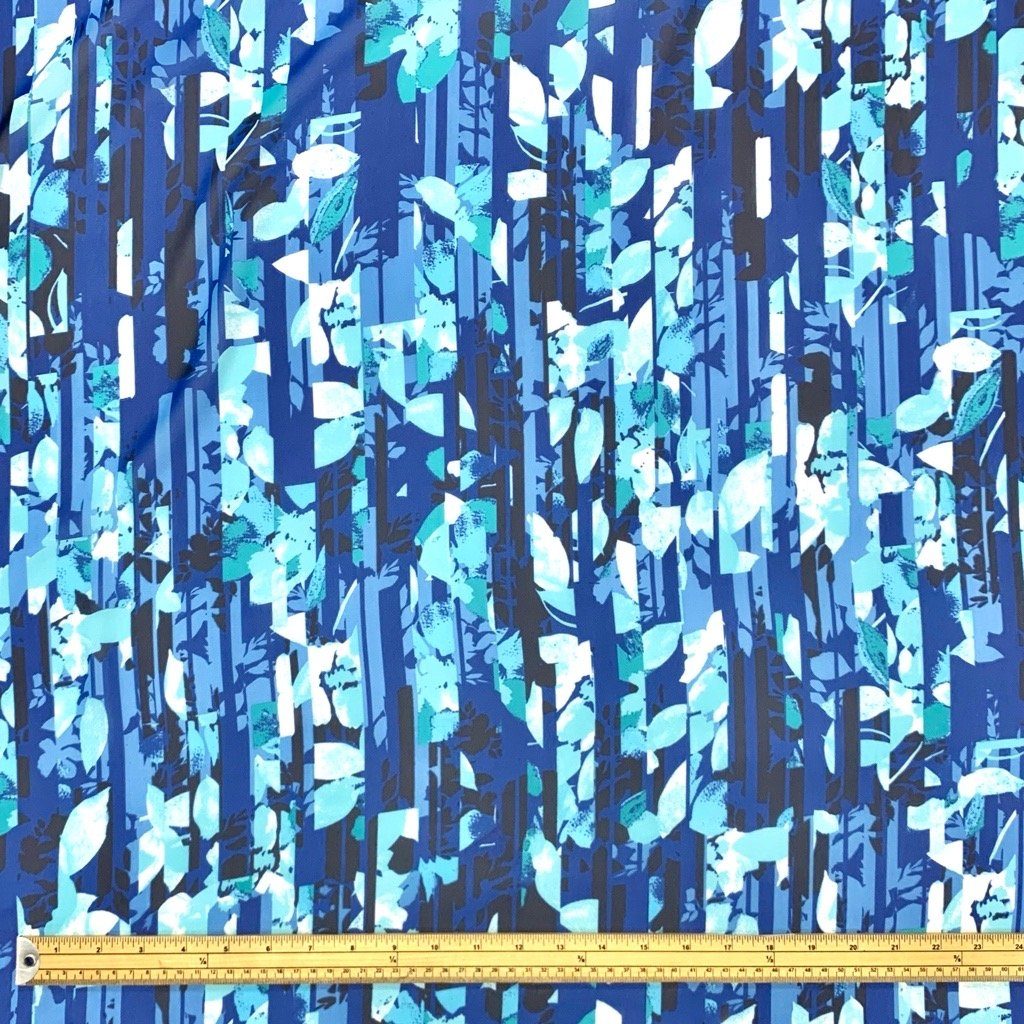Blue Abstract Petals Chiffon Fabric (6566243598359)