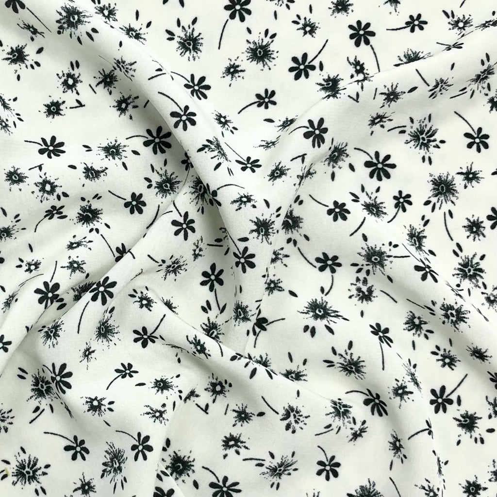 Single Floral Polyester Crepe Fabric