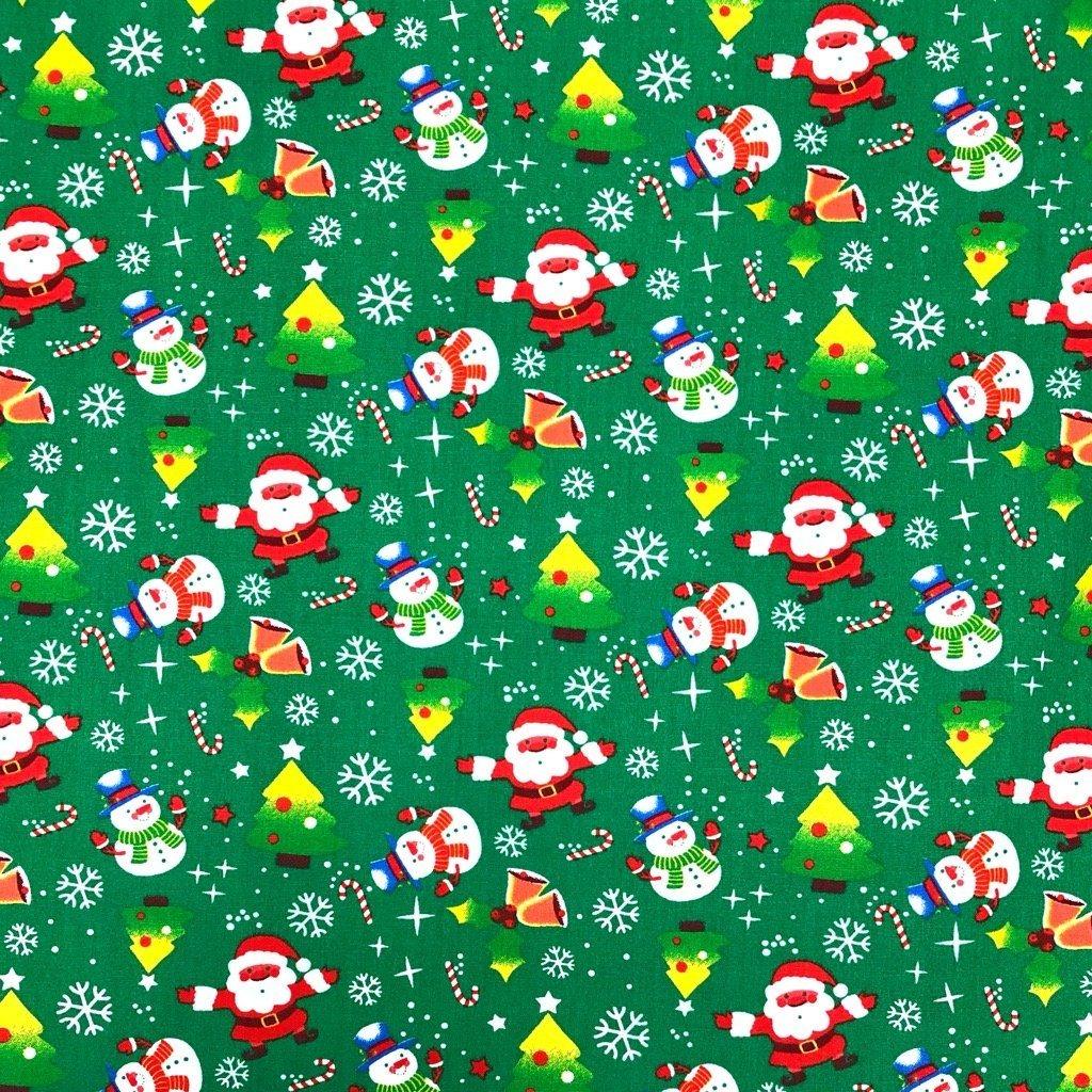Mini Snowmen and Santa Cotton Fabric - Pound Fabrics